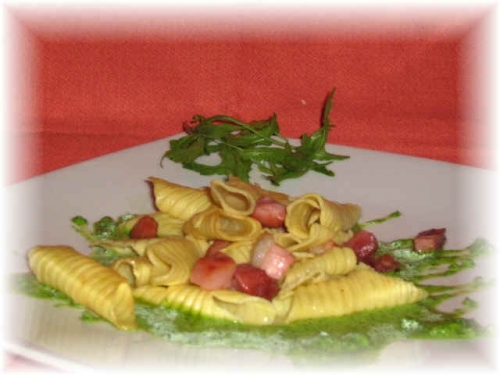 garganelli speck e rucola